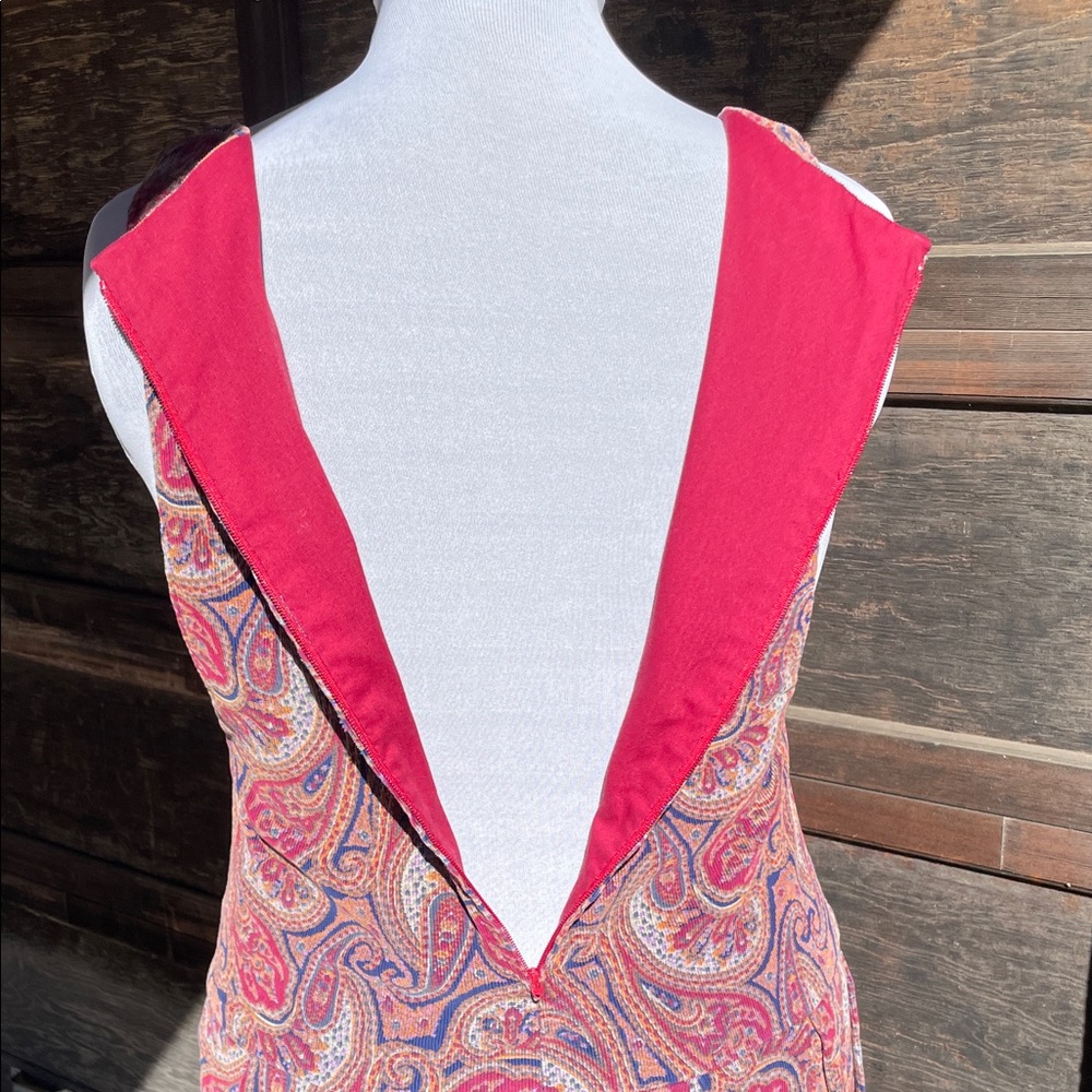 Vintage Paisley Corduroy Jumper Handmade in Burgundy and Blue-Violet Print - Picture 7 of 16